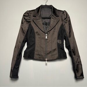 John Richmond X Black Semi Sheer Sparkle Fitted Women's Blazer Size IT 42/US M